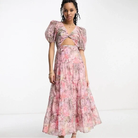 chinese dress ladies Blue Tiered Maxi Dress